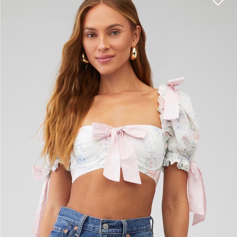 Selkie Mrs Darcy Poet Bralette S Pink Floral Cotton Crop Top Cottagecore